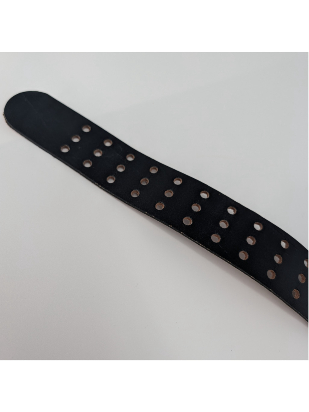 Black Top Grain Leather Triple Prong Belt XL 42-44 USA Made Punk Moto Goth - Picture 10 of 16